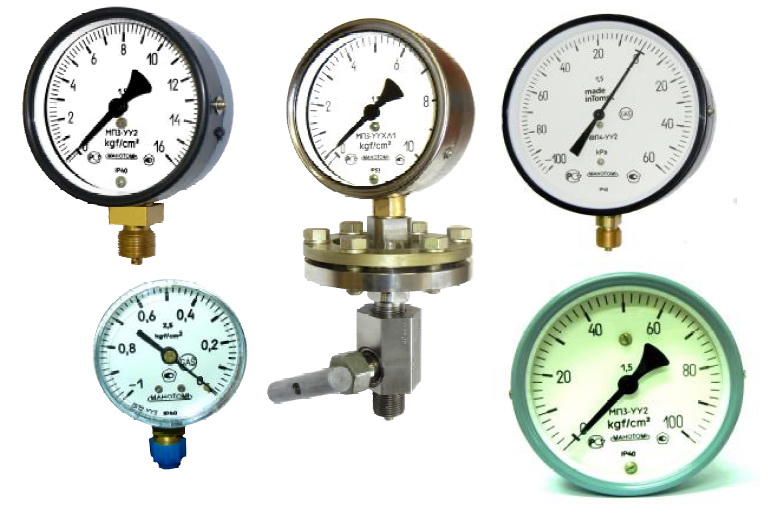 Вакуумметры, мановакуумметры, манометры общетехнические ВП4-Уф, МВП4-Уф, МП4-Уф